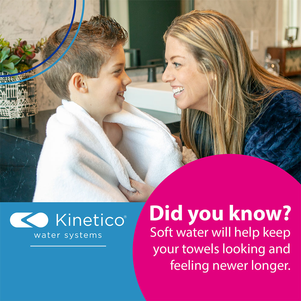 "Did you know?" graphic, reading "Soft water will help keep your towels looking and feeling newer longer."
